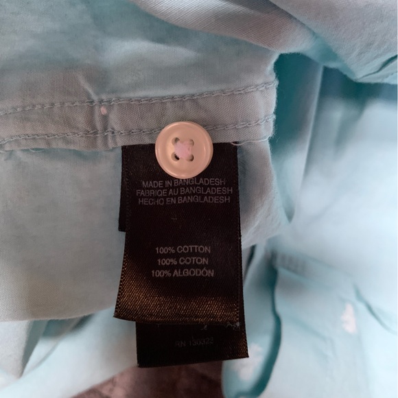 Kenneth Cole Reaction Shirt Mens Large Blue Button Up Short Sleeve Pineapple AOP - Picture 9 of 12